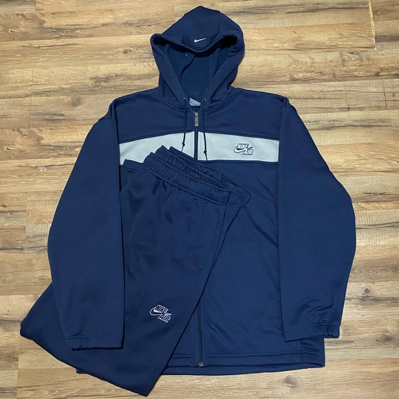 Y2K Nike Air Fleece Sweatpants Zip Up Hoodie Track Suit Matching Set